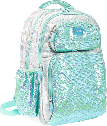 Girabrilla - Nice Group Puffer School Backpack for Children, Soft Fabric, with Reversible Sequins, Random Color, Assorted, One Size, 19016
