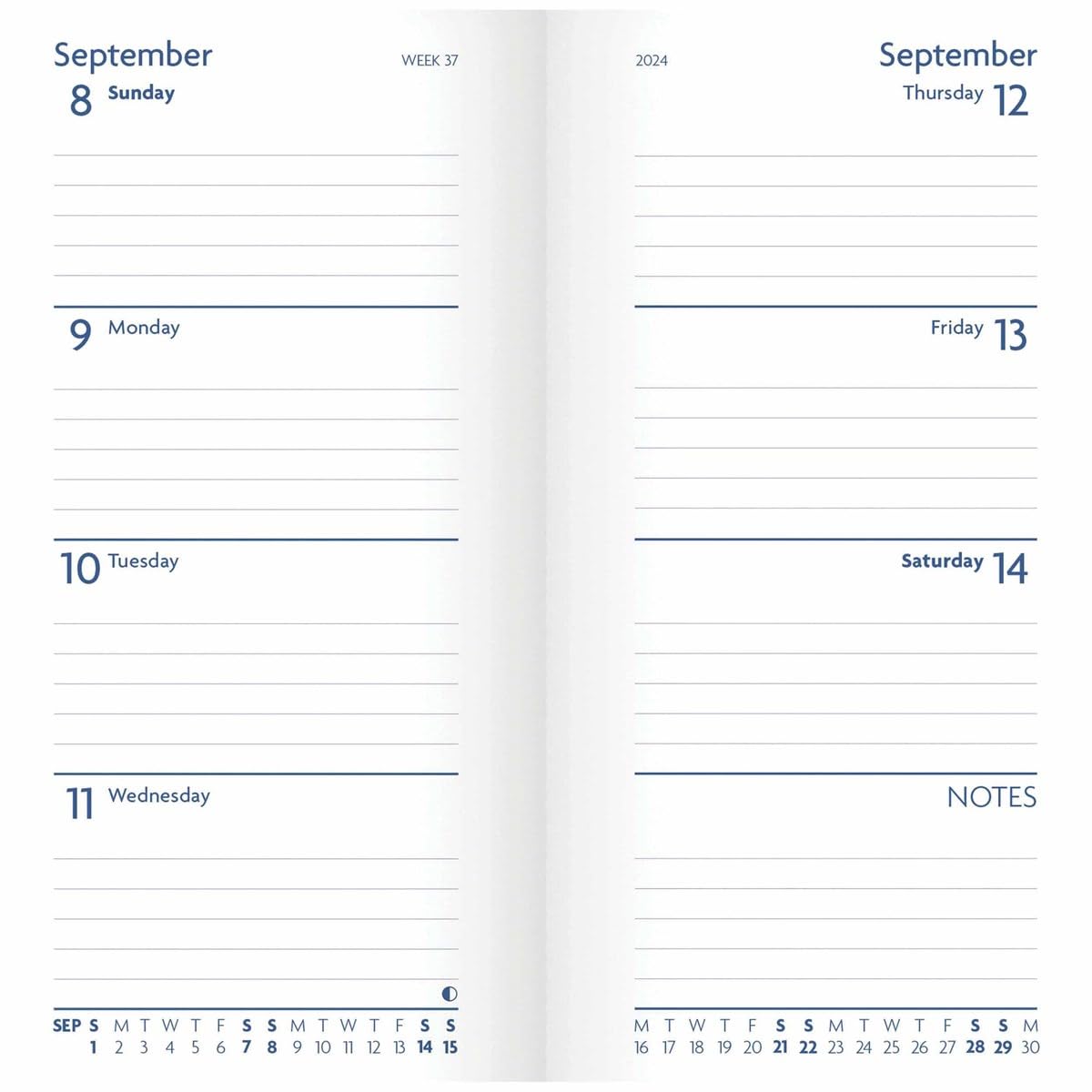2024 Fashion Diary Sunday Start Purple Soft Touch Slim Diary