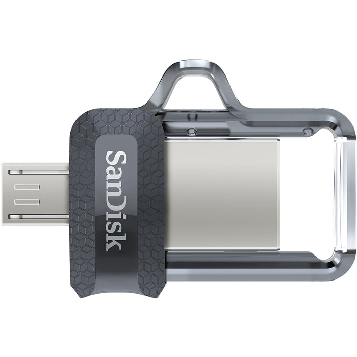 SanDisk Ultra Dual m3.0 USB flash drive 16 GB USB Type-A / Micro-USB 3.2 Gen 1 (3.1 Gen 1) Black, Silver, Transparent