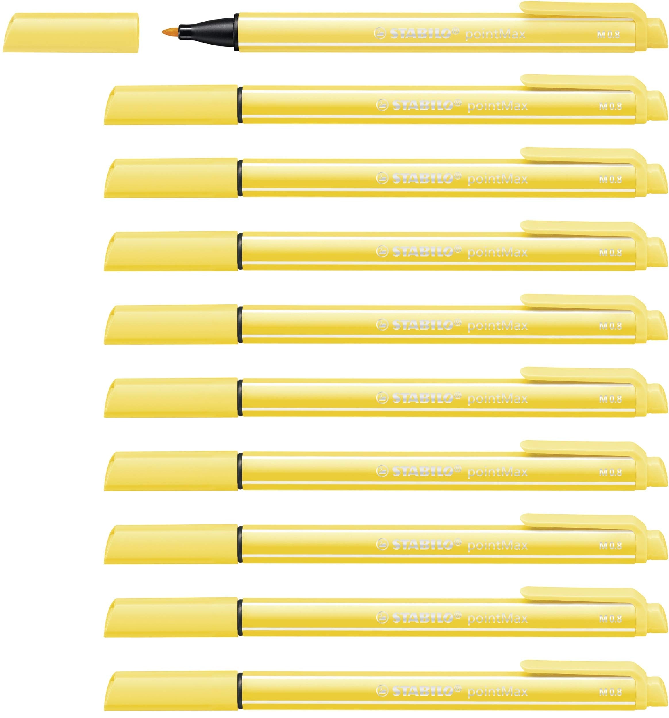 Nylon Tip Writing Pen - STABILO pointMax - Box of 10 - Yellow