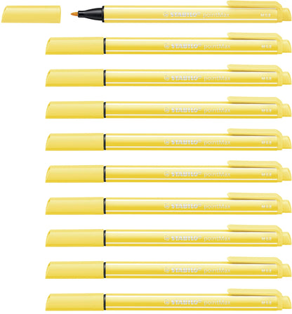 Nylon Tip Writing Pen - STABILO pointMax - Box of 10 - Yellow