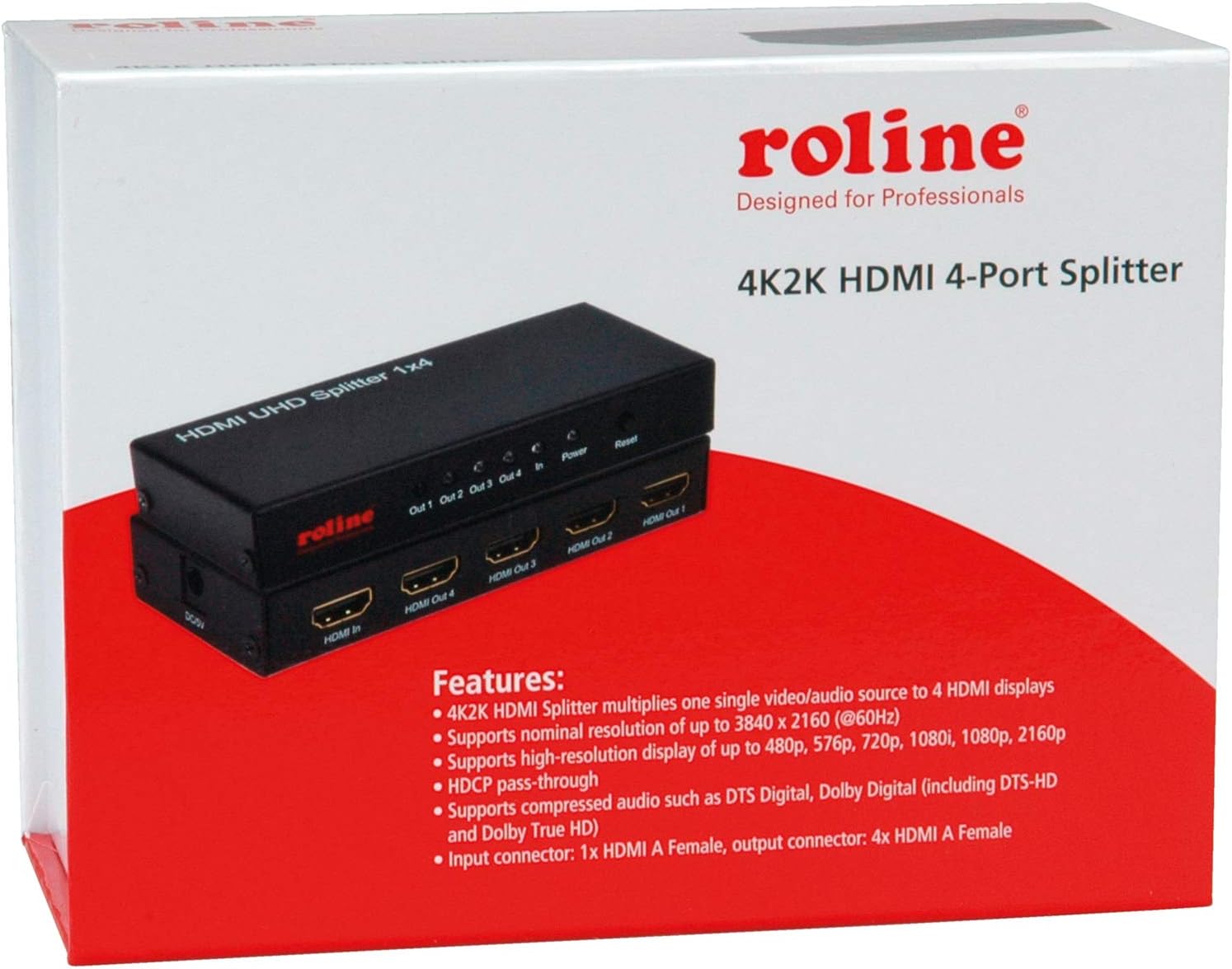 Roline 4K HDMI Video Splitter 4x