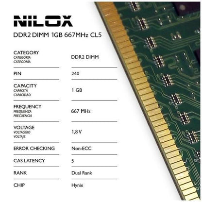 Nilox 1 GB PC2 – 5300 DDR2 Memory (PC/server, 240-pin DIMM, 1 x 1 GB, Green)