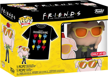 Funko Pop! & Tee: Friends - Monica With Turkey With Turkey - Extra Large - (XL) - T-Shirt - Clothes With Collectable Vinyl Figure - Gift Idea - Toys and Short Sleeve Top for Adults Unisex Men