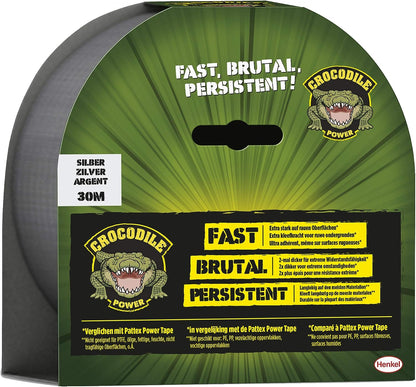 Pattex Crocodile Power PCPT6 Crocodile Adhesive Tape, 1 x 30m, Silver 1 x 30m Silver