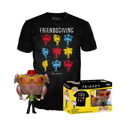 Funko Pop! & Tee: Friends - Monica With Turkey With Turkey - Extra Large - (XL) - T-Shirt - Clothes With Collectable Vinyl Figure - Gift Idea - Toys and Short Sleeve Top for Adults Unisex Men
