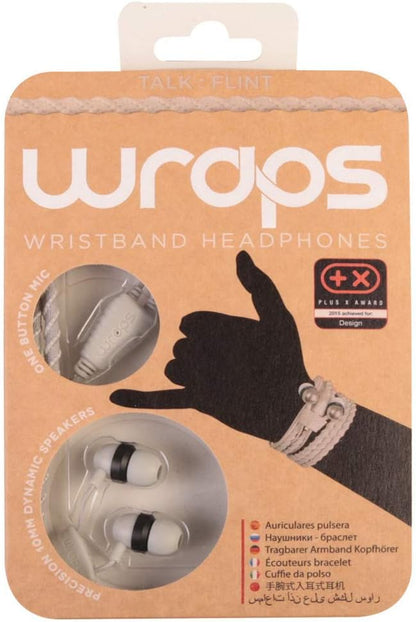 Wraps Wearable Braided Wristband Headphone Earbuds, Talk Flint (WRAPSCSIL-V15M) Flint Talk