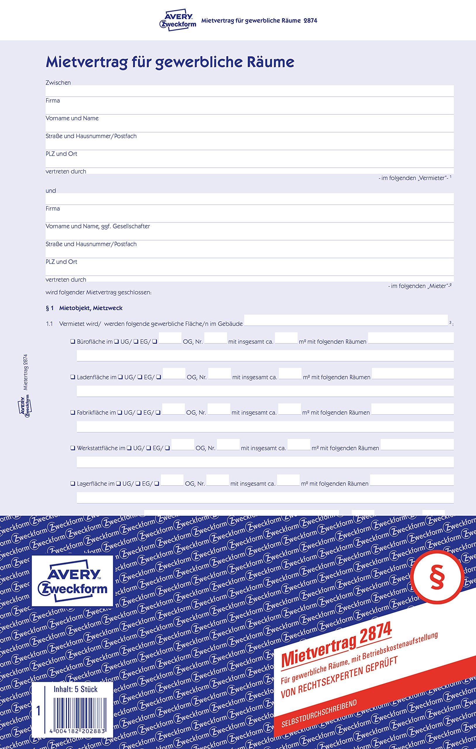 AVERY Zweckform Mietvertrage fur Gewerberaume