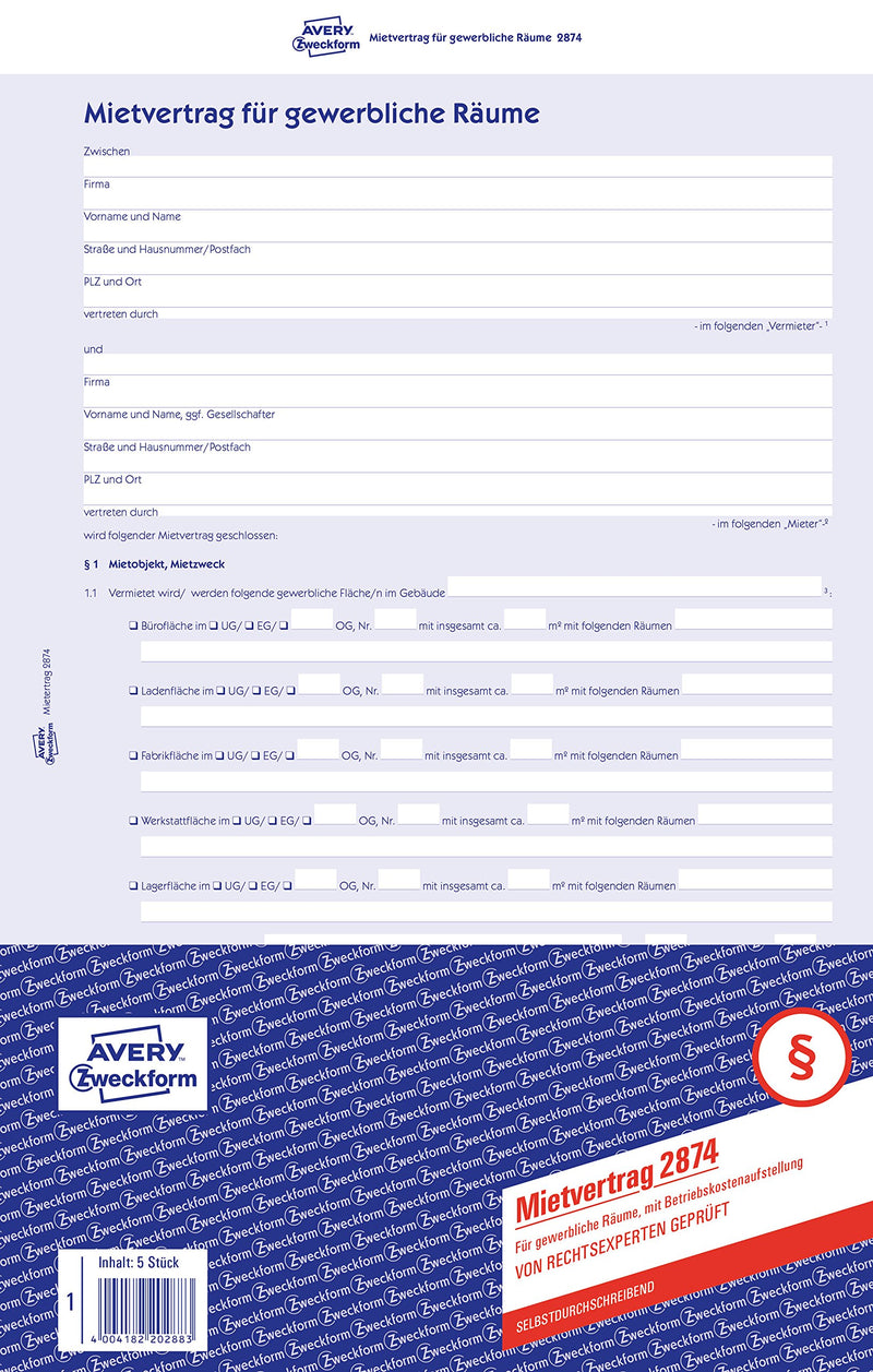 AVERY Zweckform Mietvertrage fur Gewerberaume
