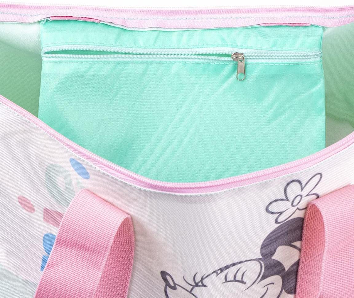 CERDÁ LIFE'S LITTLE MOMENTS Minnie Mouse Beach Bag - Zip Closure - 47 x 33 x 15 cm - Canvas Bag with Long Handles - Design Printed on Canvas - Original Product Designed in Spain