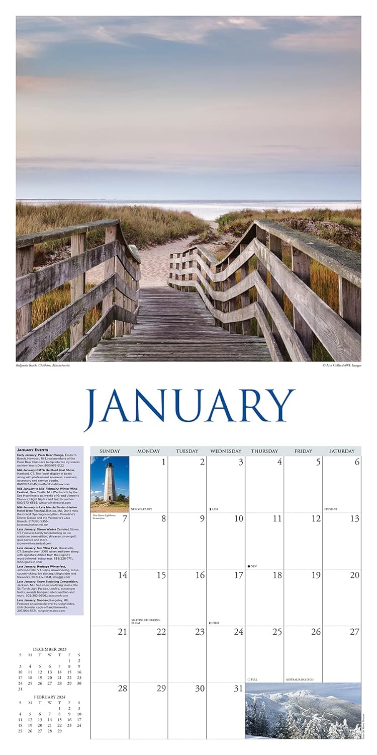 New England 2024 12 X 12 Wall Calendar