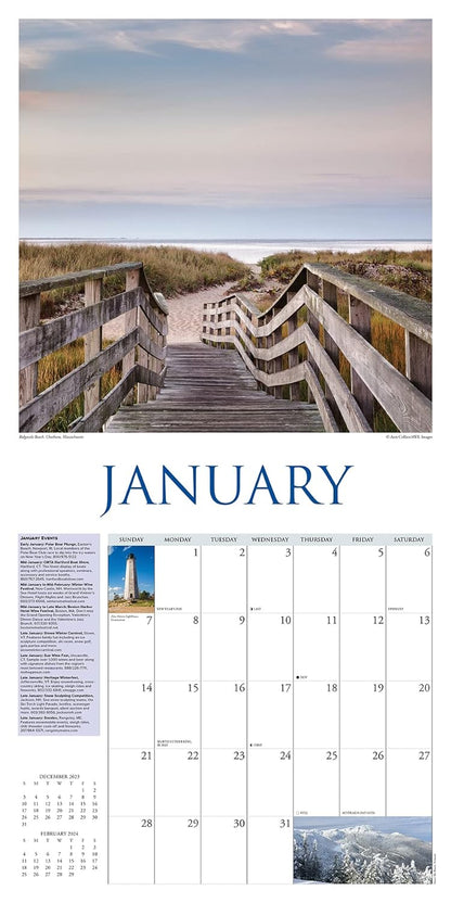 New England 2024 12 X 12 Wall Calendar