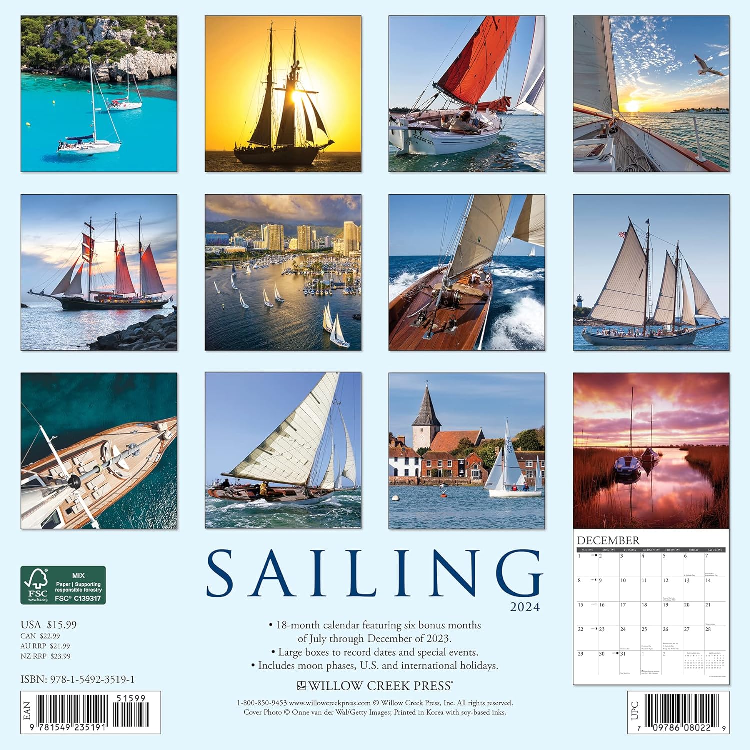 Sailing 2024 12 X 12 Wall Calendar
