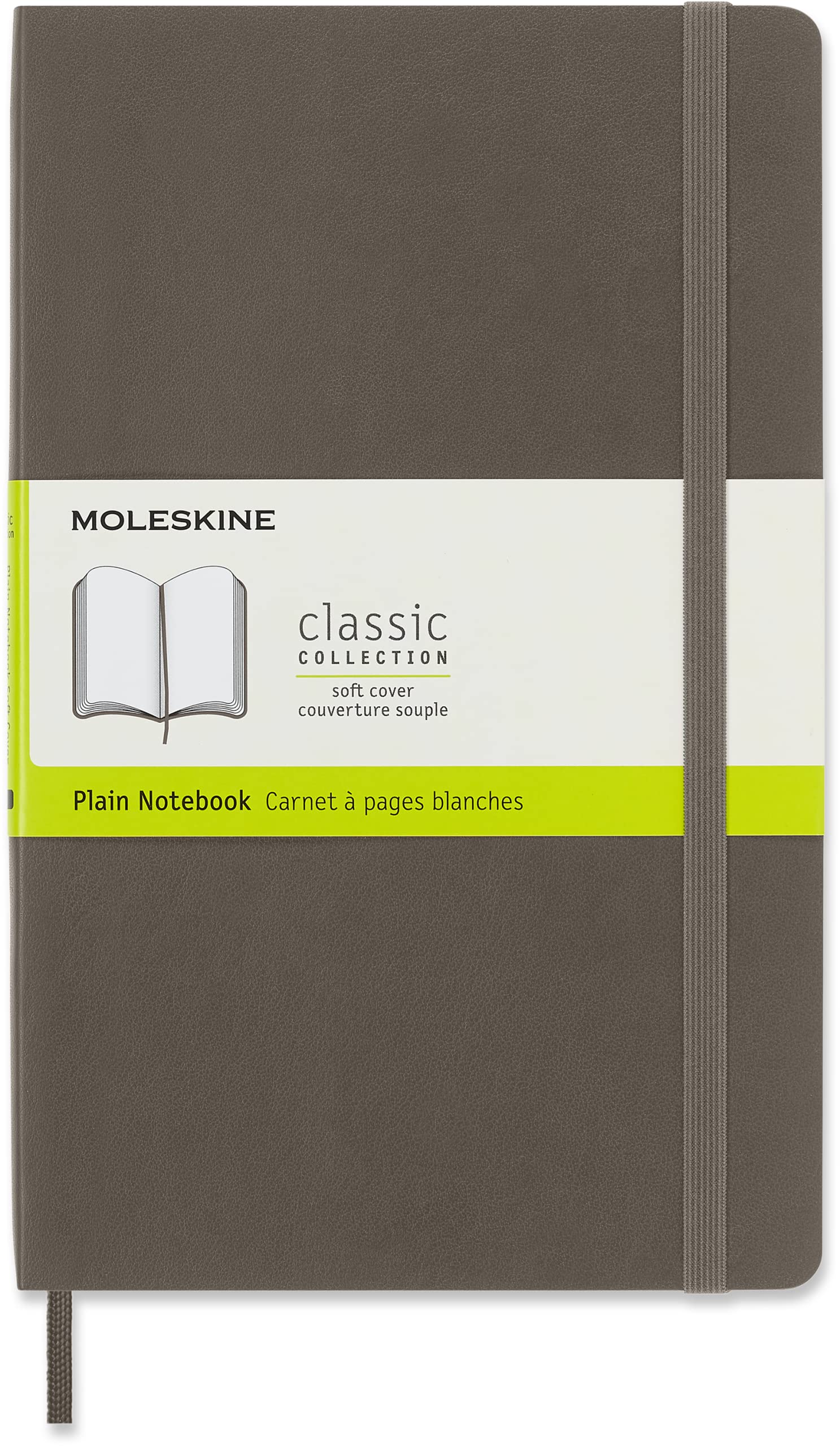 Moleskine Classic Plain Paper Notebook - Soft Cover and Elastic Closure Journal - Color Earth Brown - Large 13 x 21 A5 - 192 Pages Earth Brown Large Plain