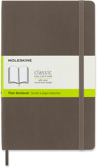 Moleskine Classic Plain Paper Notebook - Soft Cover and Elastic Closure Journal - Color Earth Brown - Large 13 x 21 A5 - 192 Pages Earth Brown Large Plain