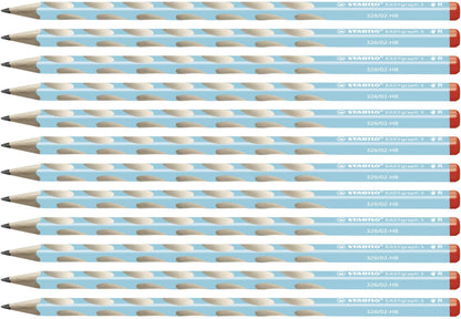 Thin Ergonomic Graphite Pencil - STABILO EASYgraph S - Right-Handed - Pack of 12 - Blue - HB Right-Handed Blue
