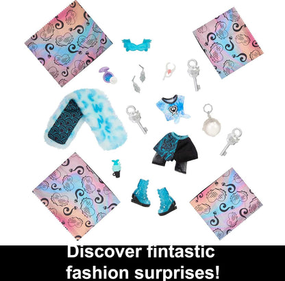Monster High Skulltimate Secrets Fearidescent Series Doll & Accessories, Lagoona Blue, Dress-Up Locker, Color Reveal Keys & 19+ Surprises
