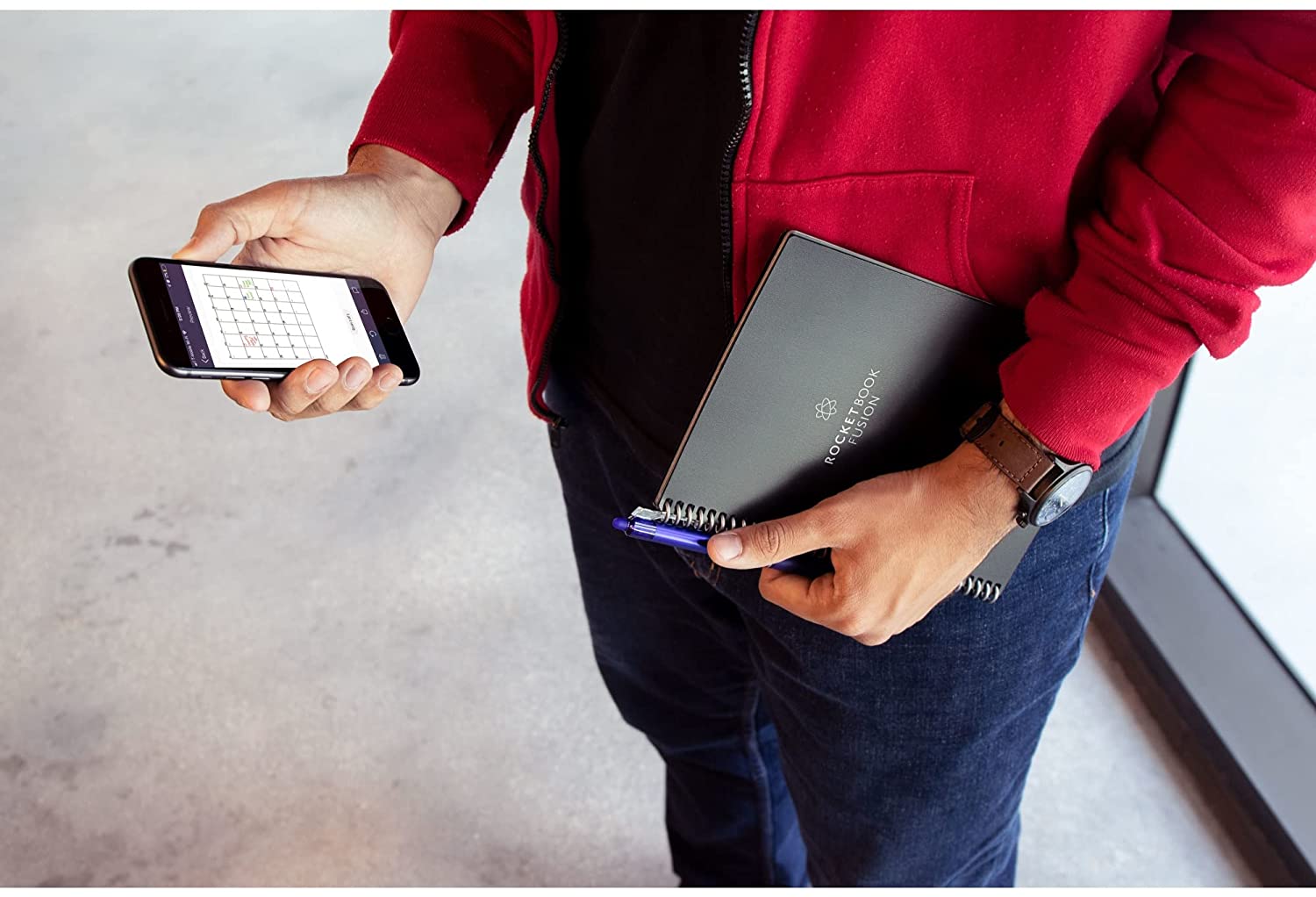 Bic - Rocketbook Fusion Executive A5 Reusable Smart Notebook 42 Multi-Format Style Pages Black 505468