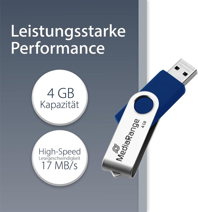 MediaRange USB-Stick MR907 blau, silber 4 GB