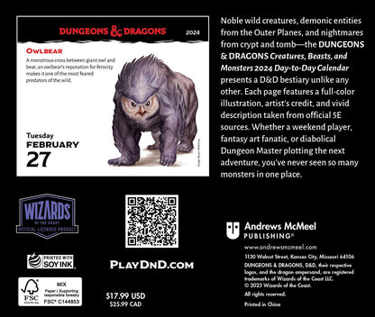 Dungeons & Dragons 2024 Day-To-Day Calendar