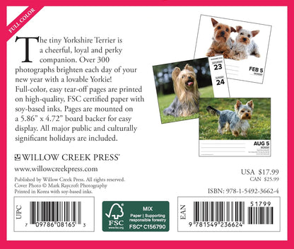 Yorkies 2024 6.2 X 5.4 Box Calendar