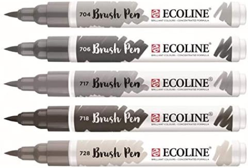 EcoLine Talens 5 Brush Pens Grey