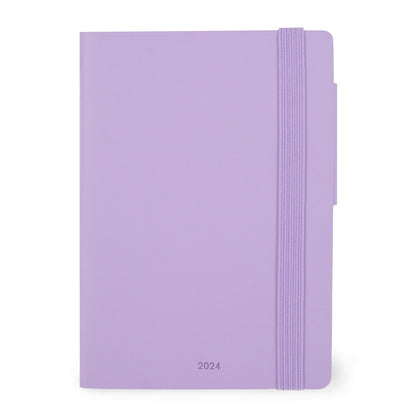 Legami - Daily Diary Small, 12 Months, from January 2024 to December 2024, Closure with Elastic, Monthly Planner January 2025, Final Pocket, Removable Address Book, 9.5x13.5 cm, Lavender Colour