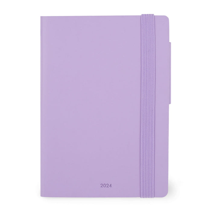 Legami - Daily Diary Small, 12 Months, from January 2024 to December 2024, Closure with Elastic, Monthly Planner January 2025, Final Pocket, Removable Address Book, 9.5x13.5 cm, Lavender Colour