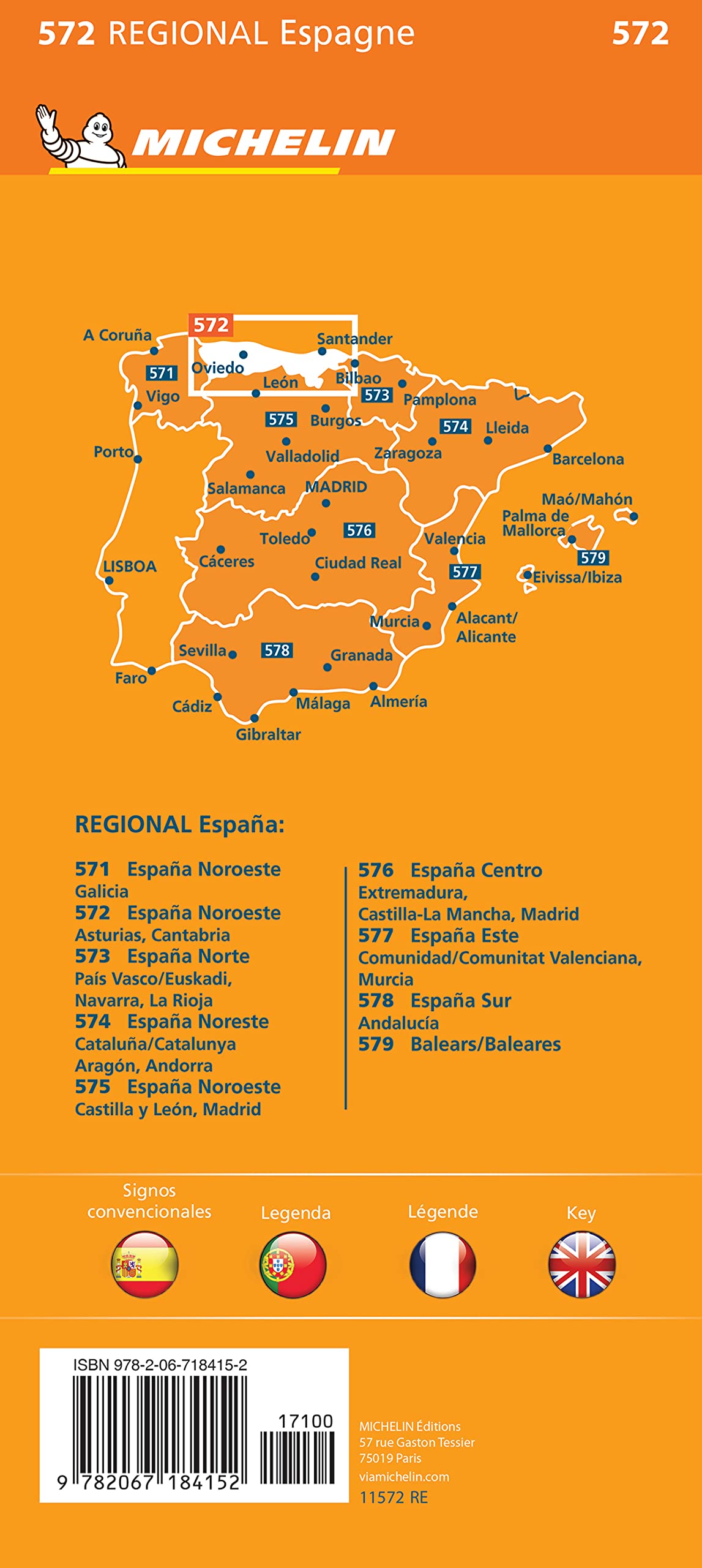 Asturias Cantabria - Michelin Regional Map 572
