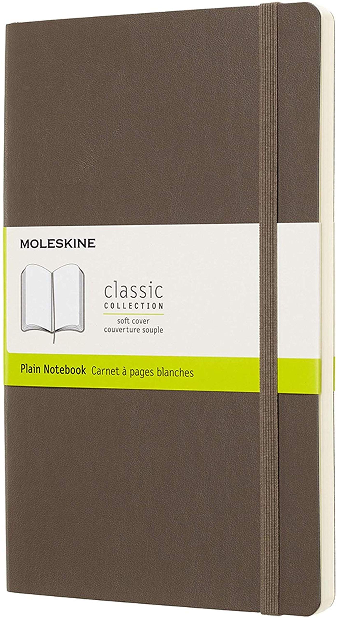 Moleskine Classic Plain Paper Notebook - Soft Cover and Elastic Closure Journal - Color Earth Brown - Large 13 x 21 A5 - 192 Pages Earth Brown Large Plain