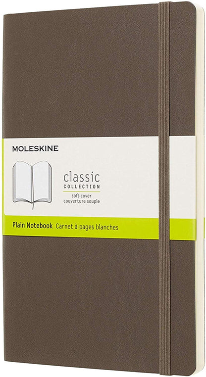 Moleskine Classic Plain Paper Notebook - Soft Cover and Elastic Closure Journal - Color Earth Brown - Large 13 x 21 A5 - 192 Pages Earth Brown Large Plain