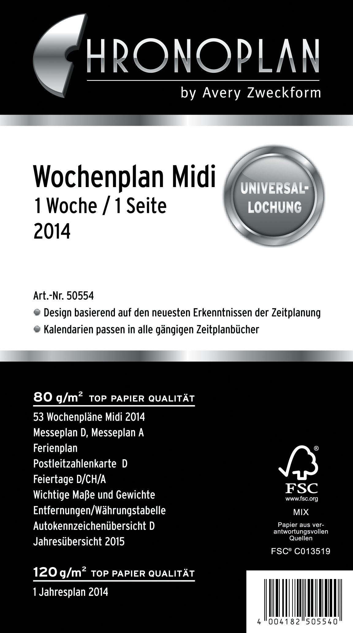 CHRONOPLAN Kalendereinlage 2024 Wochenplan Midi (9