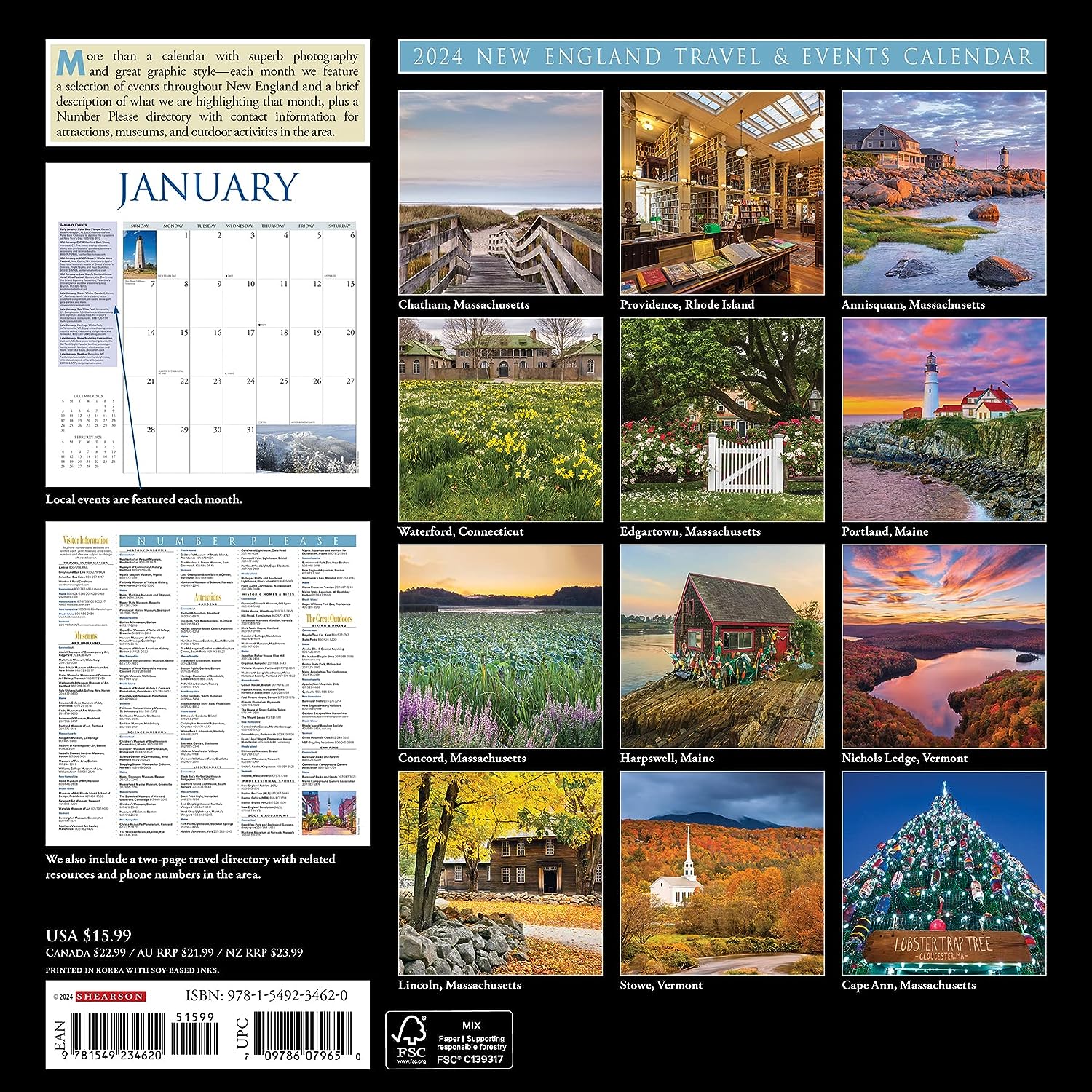 New England 2024 12 X 12 Wall Calendar