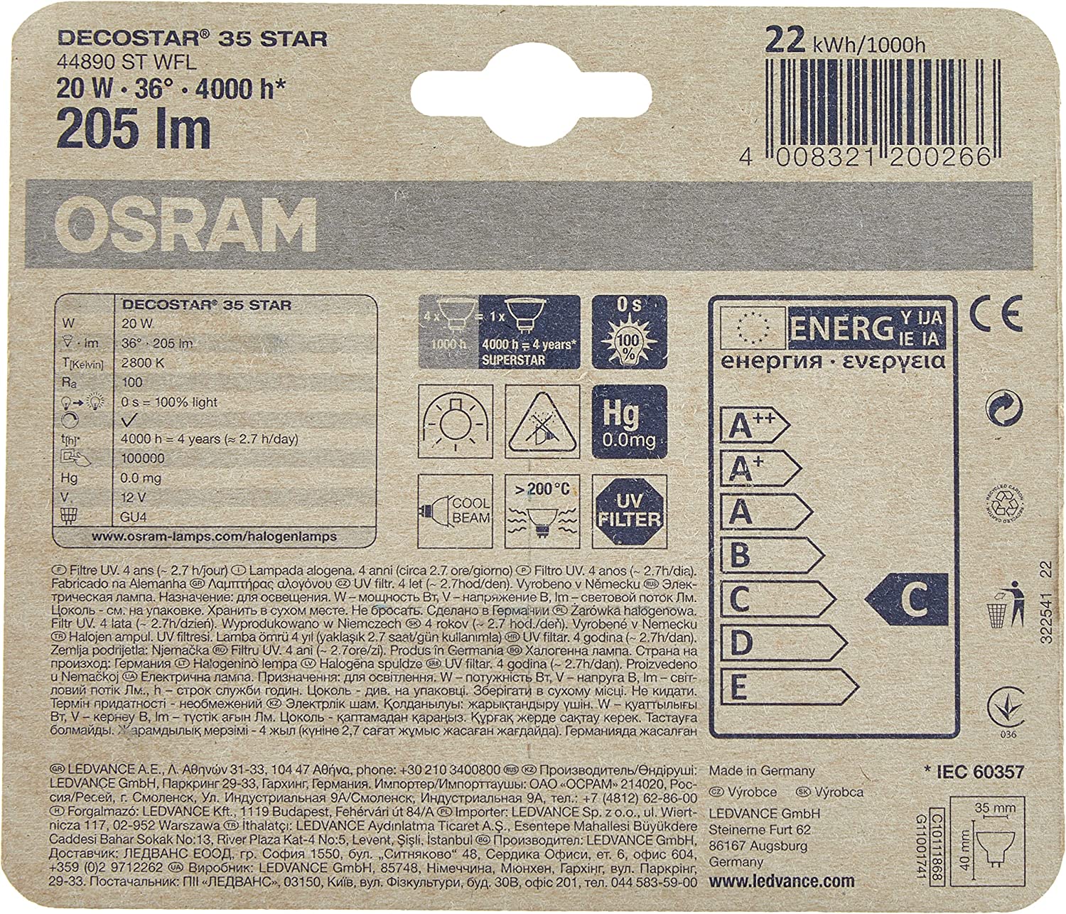 Halogen-Reflector - Decostar - Gu4 - 201Im - 20W - 2 Stueck