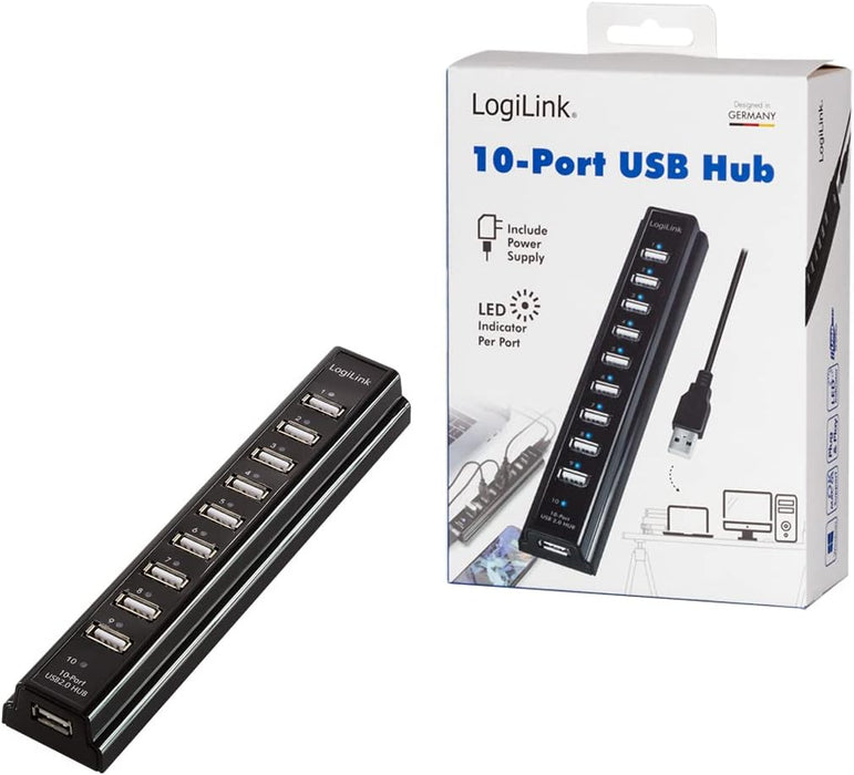 LogiLink 10 Port USB 2.0 Hub, UA0096
