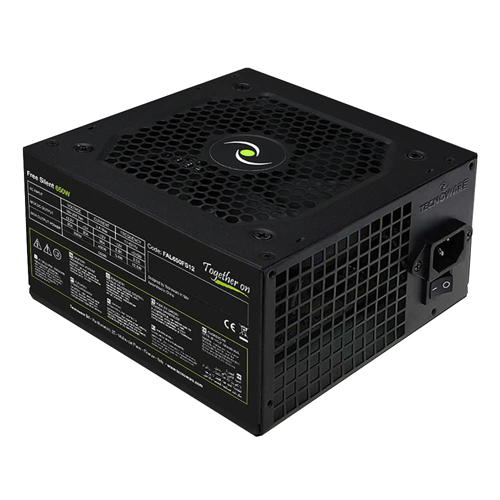 Tecnoware ATX 650W PC power supply - 12 cm silent fan - 3 connectors for SATA, 1 for 24 poles, 1 for 12 V 4 + 4 poles, 3 for Molex, 1 for Floppy 650W ATX