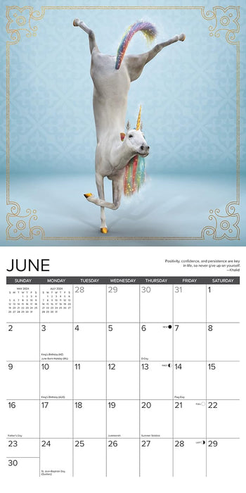 Unicorn Yoga 2024 12 X 12 Wall Calendar