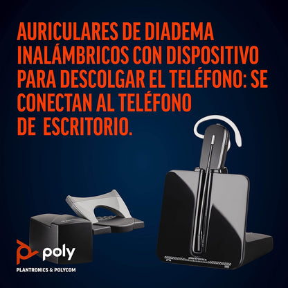 Plantronics - CS540 Wireless DECT Headset with HL-10 Lifter (Poly) & 84605-01 Spare Headband Over the Head Assembly for WH500/W440/W740/W745/CS540, Black With Lifter HL10 + Spare Headband
