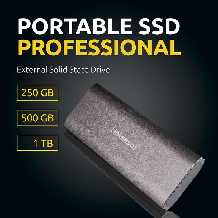 Intenso External SSD Professional, 500GB, Portable Solid State Drive, USB 3.1Gen.2 Super Speed 10 Gbps, Metallic brown, Aluminium 500 GB Professional