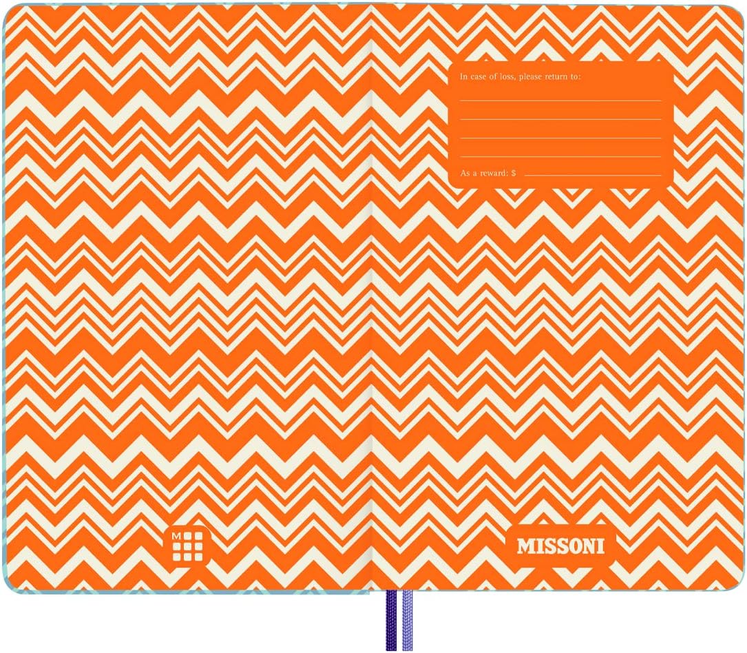 Moleskine - 12-Month Weekly Planner, Weekly Diary 2023, Missoni Limited Edition Planner, Turquoise Chevron Theme, Canvas Hard Cover, Large Size 13 x 21 cm Turquoise Large Planner