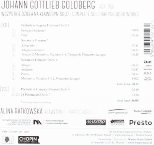 Johann Gottlieb Goldberg: Complete Solo Harpsichord Works