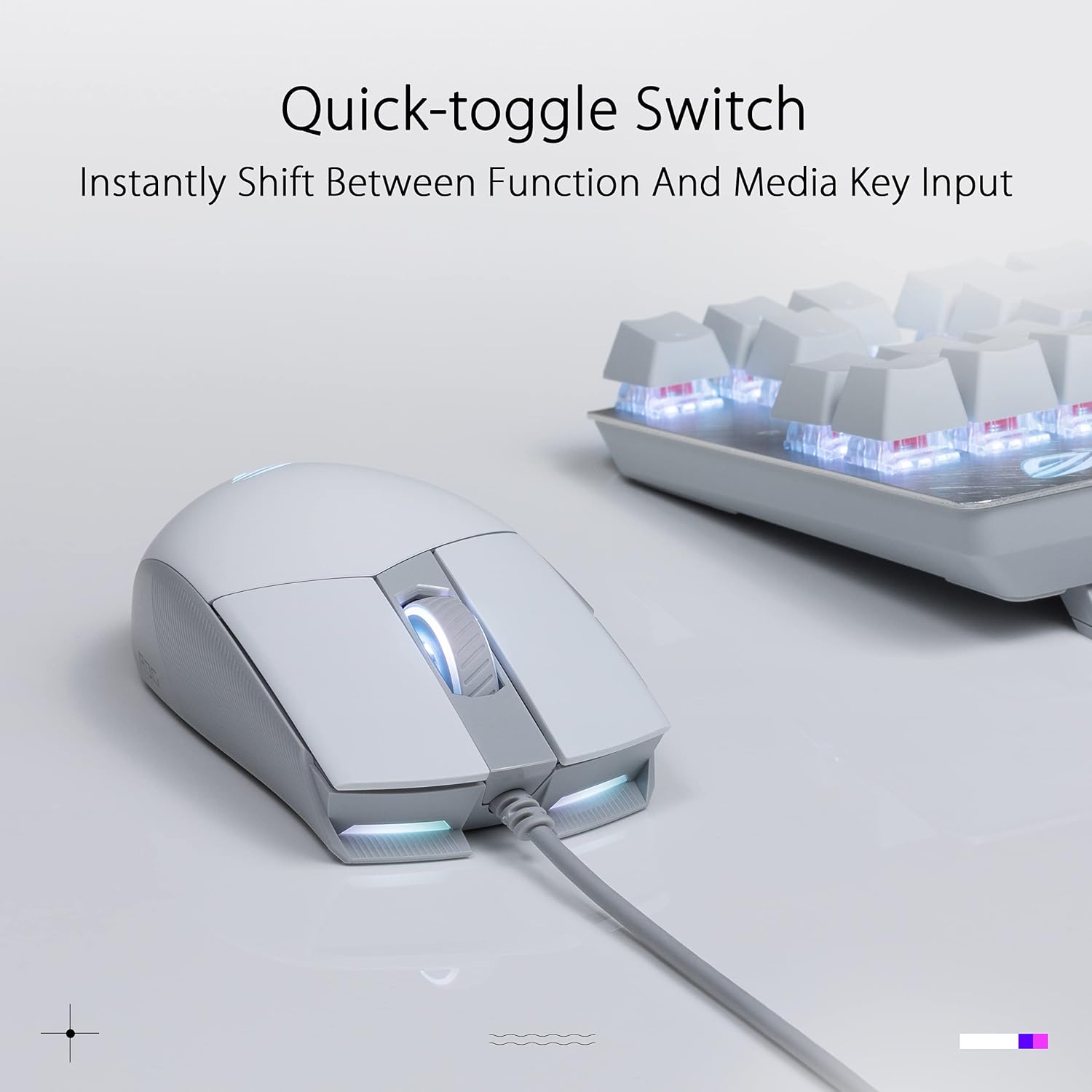 ASUS ROG Strix Impact II Wired Gaming Mouse, 6,200 DPI Optical Sensor, 5 Programmable Buttons, RGB, Swappable Switch Design, Lightweight, Left Hand Friendly, Moonlight White Moonlight White White