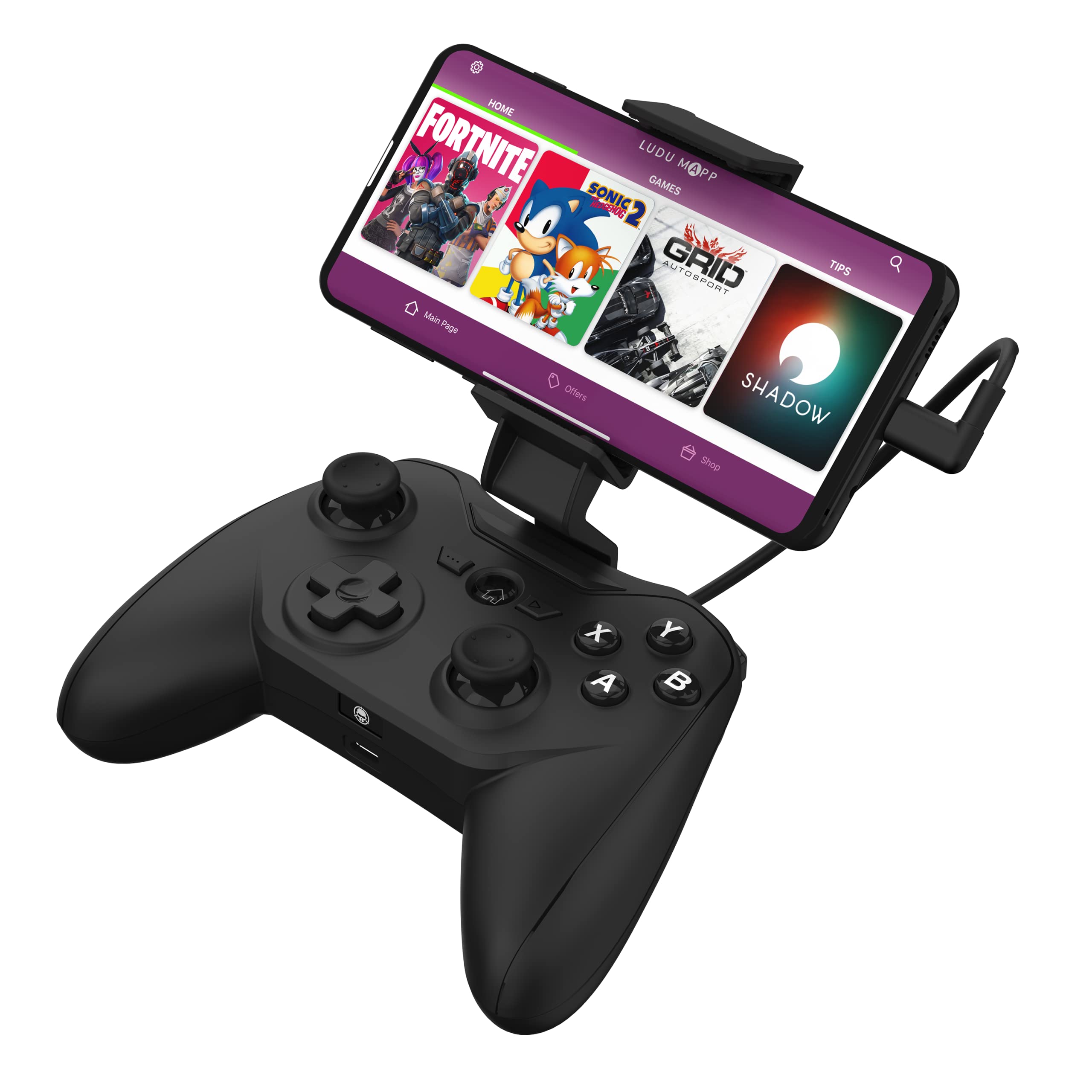Rotor Riot Gaming Controller for Android – Wired Android Gamepad with Triggers, Power Pass Through Charging, D-Pad - Handheld Game Console Accessory with ZeroG Mobile Device Holder PWR+
