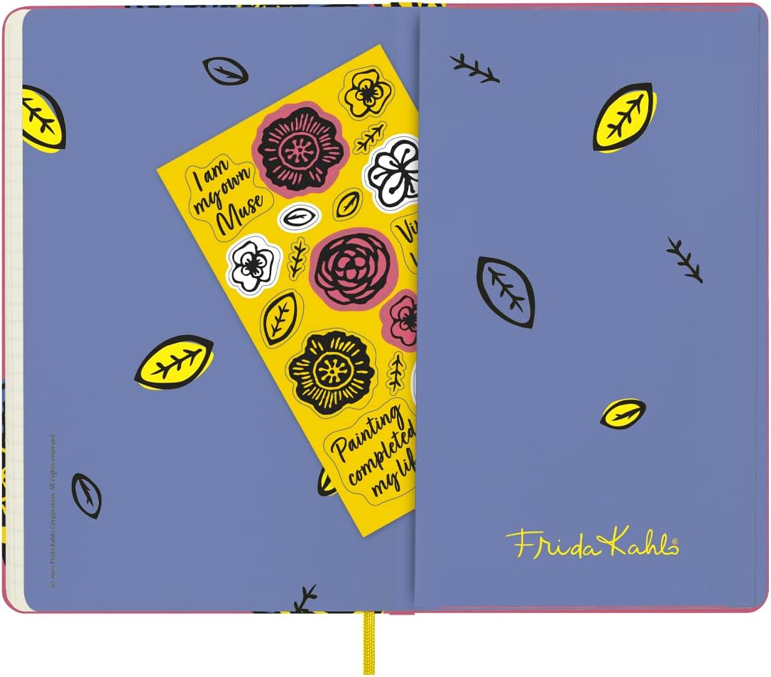 Moleskine Weekly Planner 2023, 12-Month Monthly Diary, Limites Edition Frida Kahlo, Weekly Planner With Hard Cover and Elastic Closure, Large Size 13 x 21 cm, Colour Pink Hard Cover Large Pink