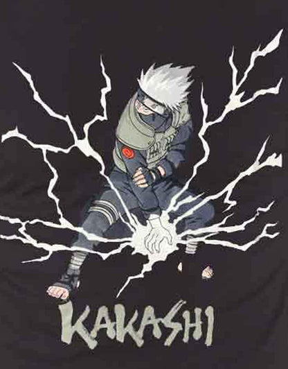 Naruto T Shirt Kakashi Stance Logo Official Manga Mens Black XL
