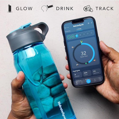 Hidrate Spark TAP Smart Water Bottle, Stainless Steel, Tap to Track Water Intake & Glows to Remind You to Stay Hydrated - Straw - Stainless 20oz 20oz Stainless