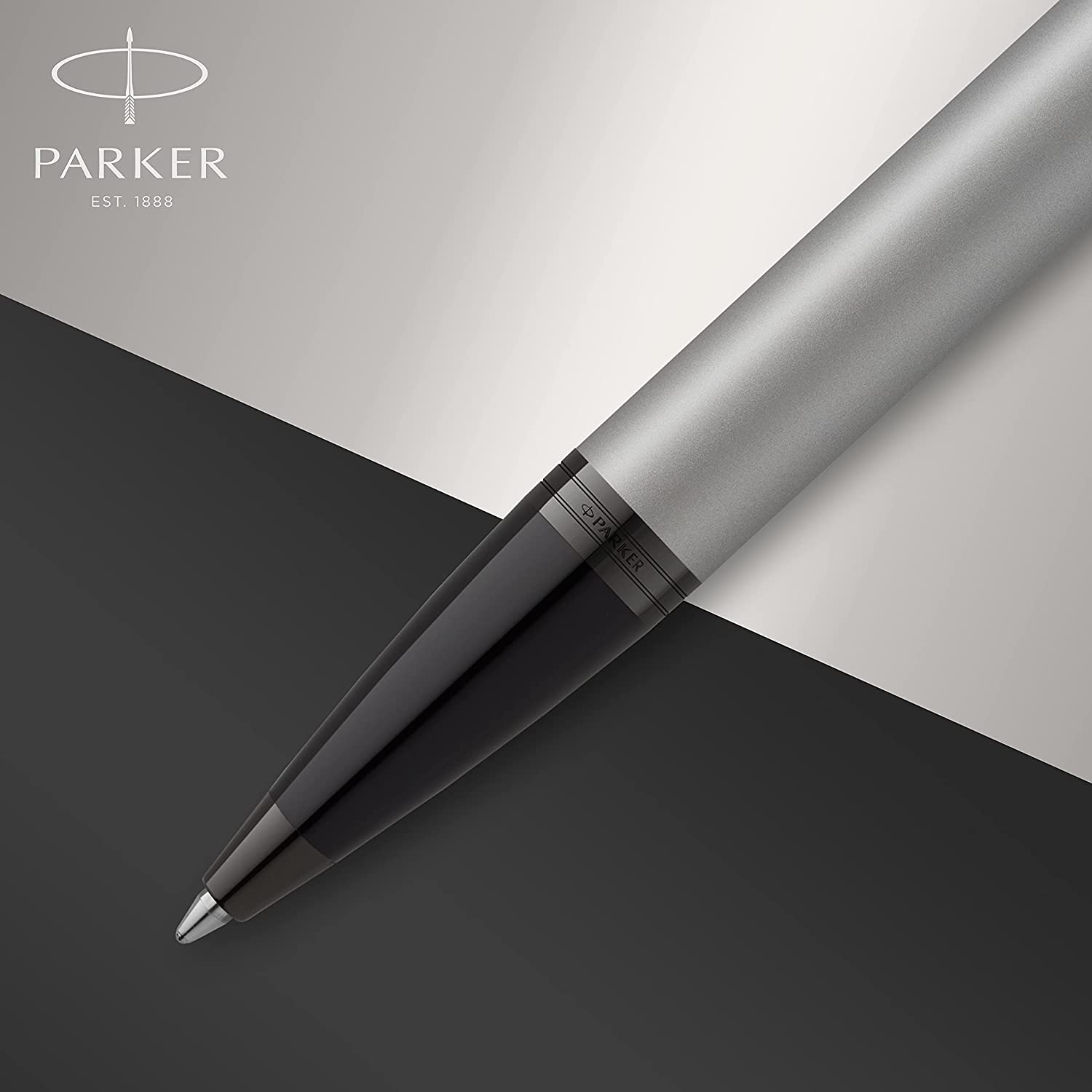 Parker IM Ballpoint Pen | Matte Grey with Black Trim | Medium Point with Blue Ink Refill | Gift Box Matte grey Ballpoint