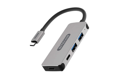 Sitecom CN-384 USB-C Hub 4 Port | USB-C Male to 2x USB 3.1 + 2x USB-C 3.1 Female Ports - Aluminum Hub