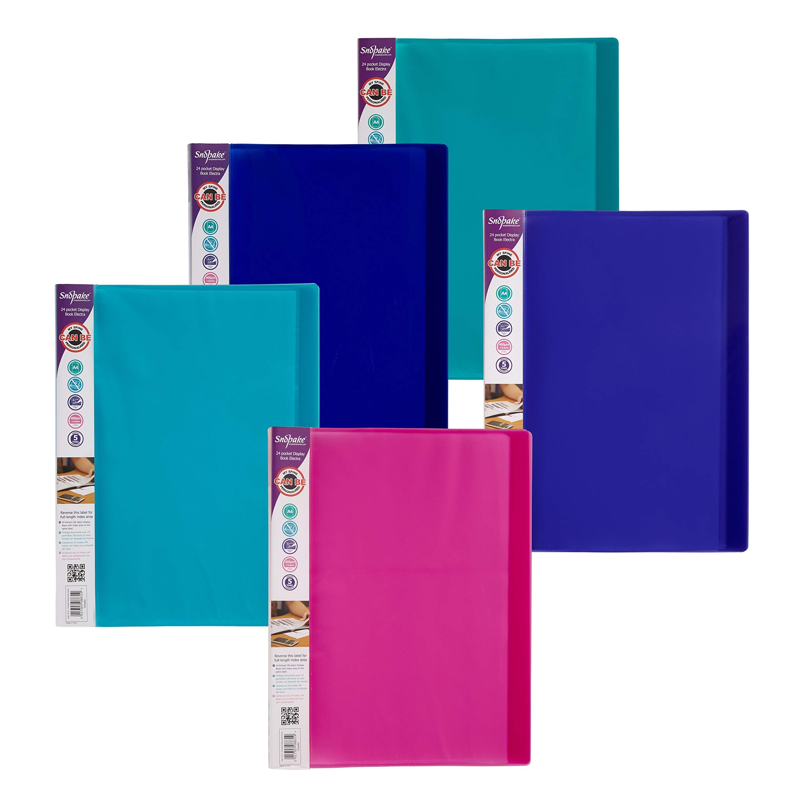 Snopake - Snopake A4 Display Book 24 Pocket Electra Assorted Colours (Pack 10) - 12219