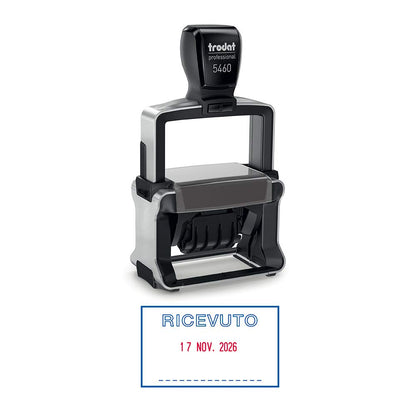 Trodat Professional 5460/L1 Self-Inking Date Display with Commercial Text Received – Two-Tone Cartridge Red-Blue – Text Plate Size Max 56 x 33 mm – Character Height 4 mm, 5460L1_P4.0